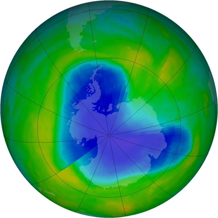 Antarctic ozone map for 20 November 1990